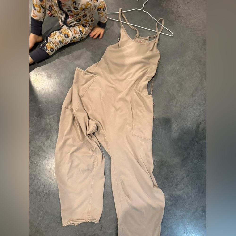 Free people Beige Utility Jumpsuit - Women's Sleeveless Overalls